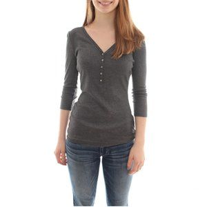 NEW Guess Shimmer Perfect Henley Long Sleeve T-Shirt Tee Womens SMALL